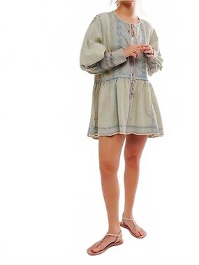 Free People Sweet Summer Boho Light Tunic Jacket with Embroidered Detail size XS